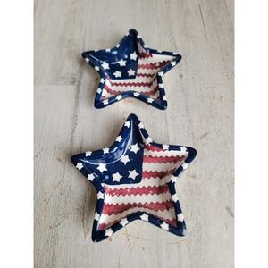 Bella Casa mini American flag star ceramic trinket tray set unique decor